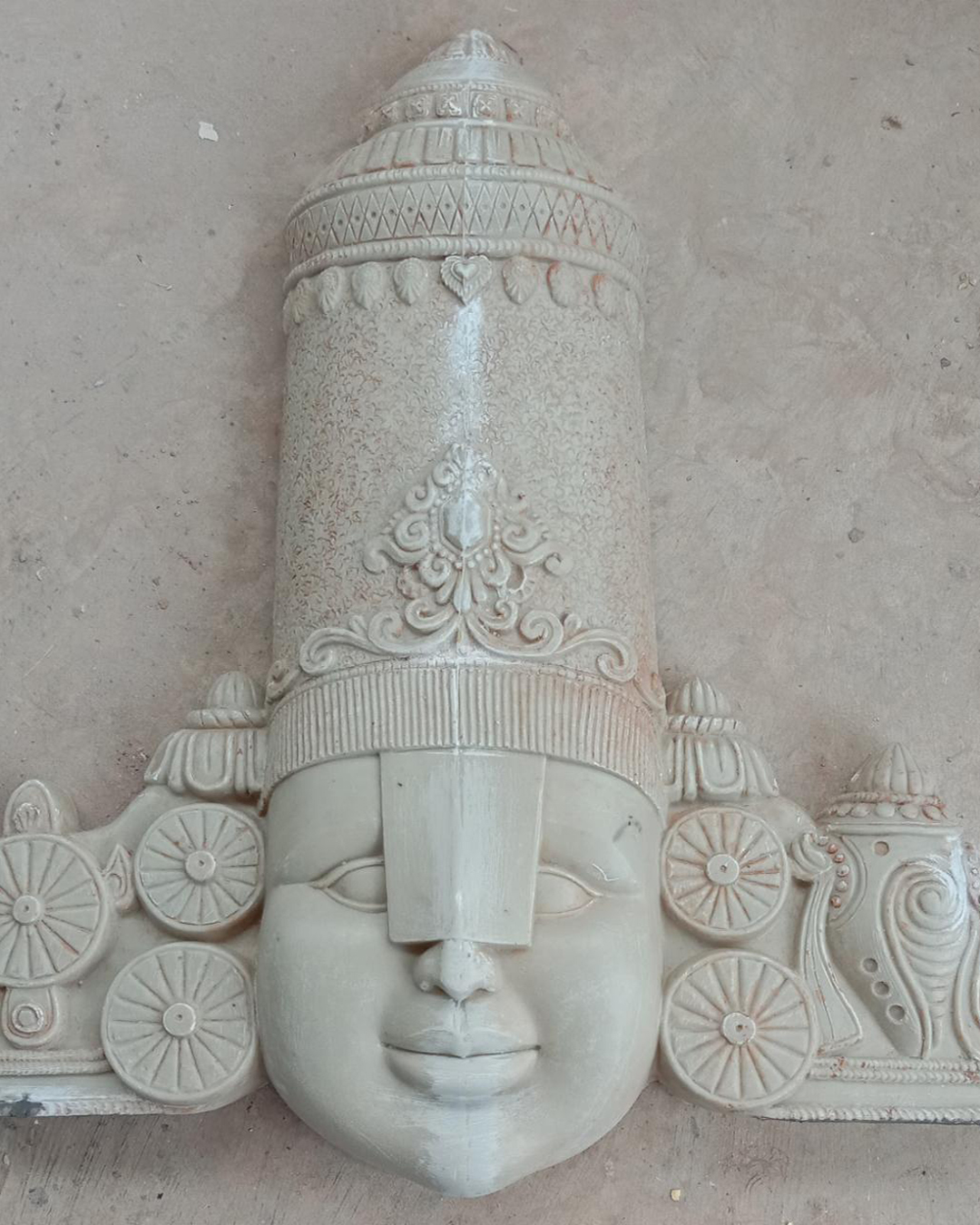 Riddhi Siddhi Art Creations - White Marble Finish Balaji Heads & Shankha Mural